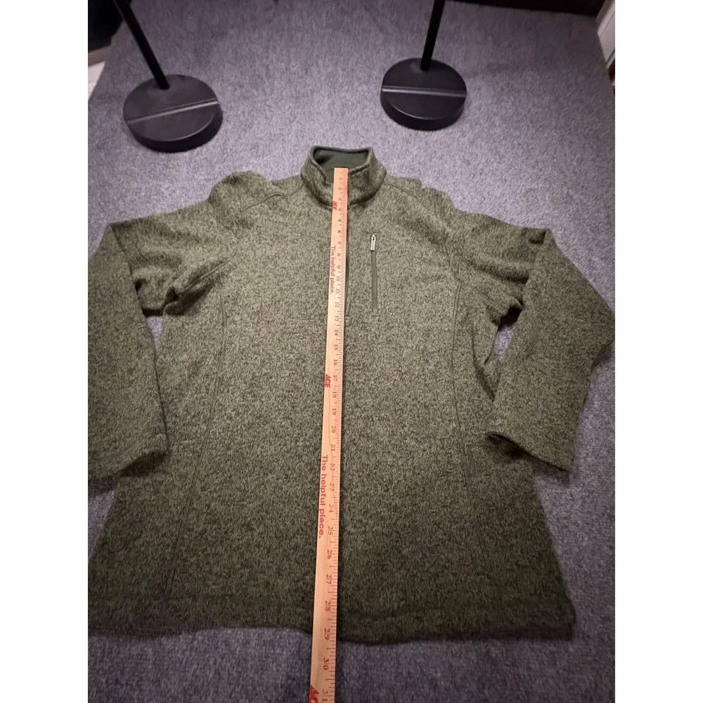 Woolrich Sweater Mens XL Green Fleece Quarter Zip Mock Neck Pullover‎ Zip Pocket